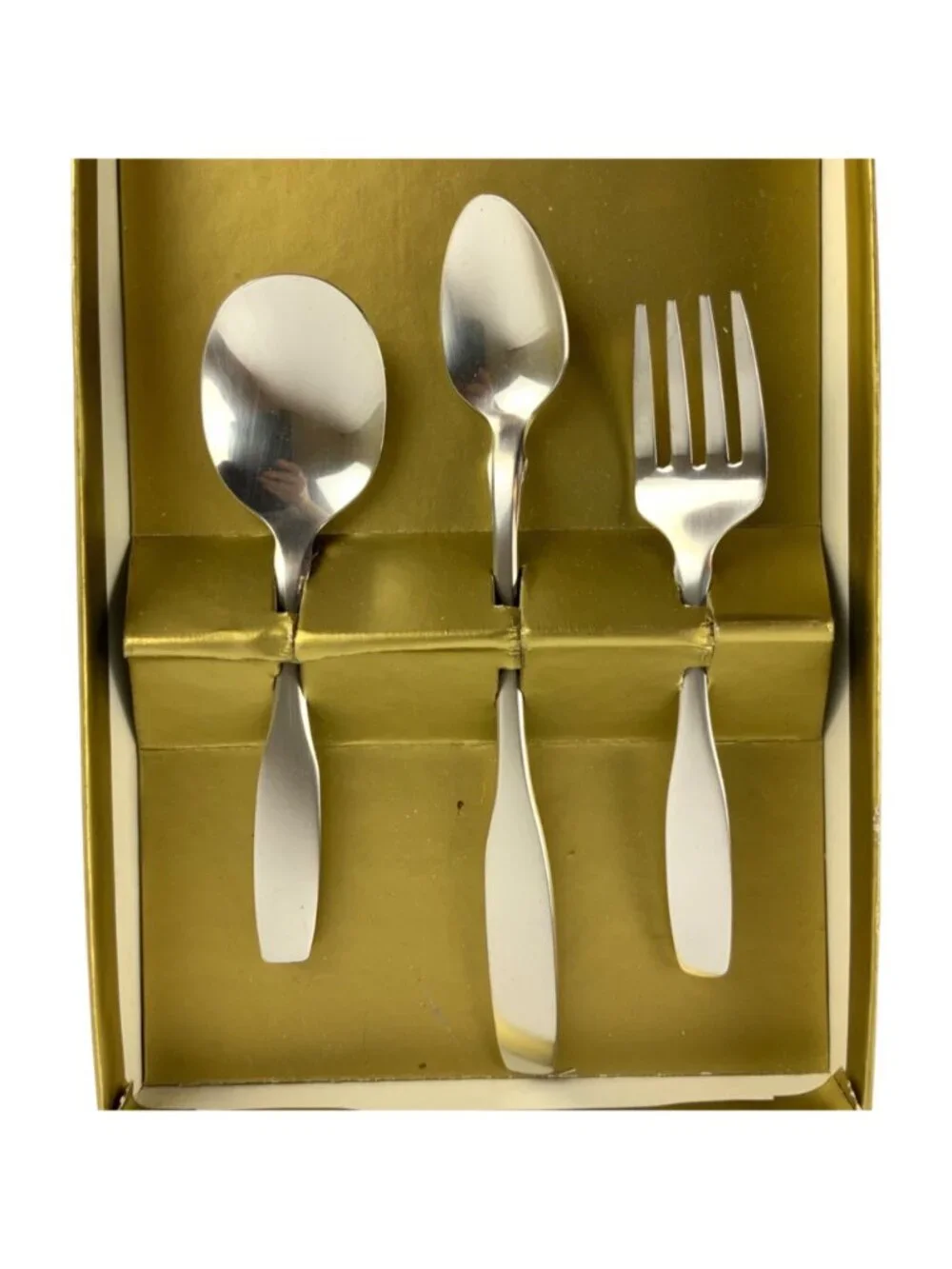 Oneida Community Paul Revere 3-Piece Baby Feeding Set Stainless Steel 1950s